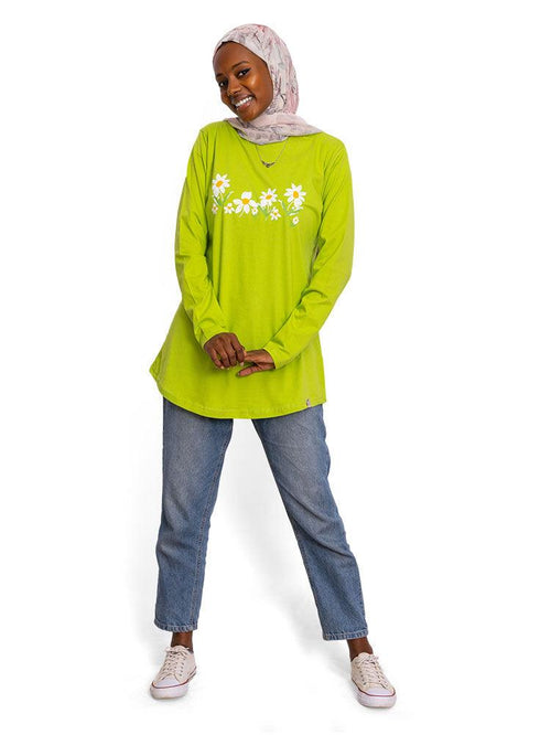 Macaw Green Printed Long - Sleeve Design 24 - Khotwh